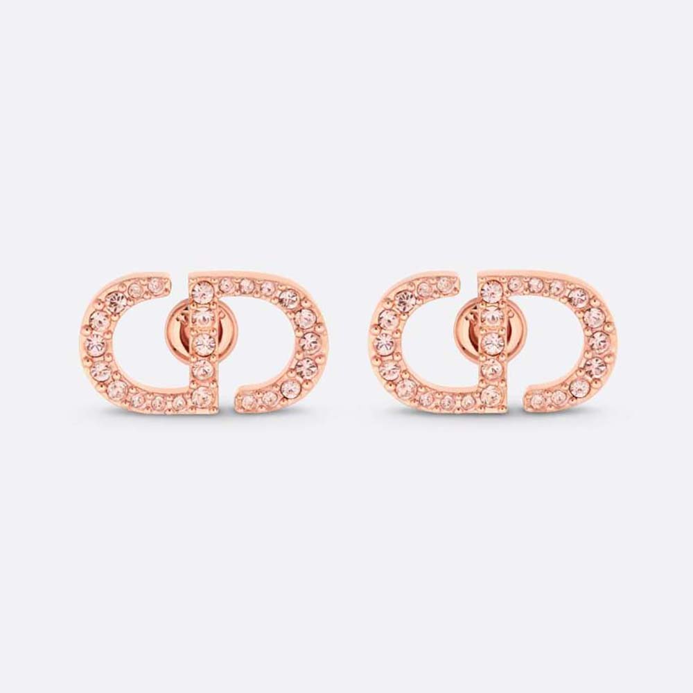 Dior Women Petit CD Studs Earrings Pink-Finish Metal and Pink Crystals (1)