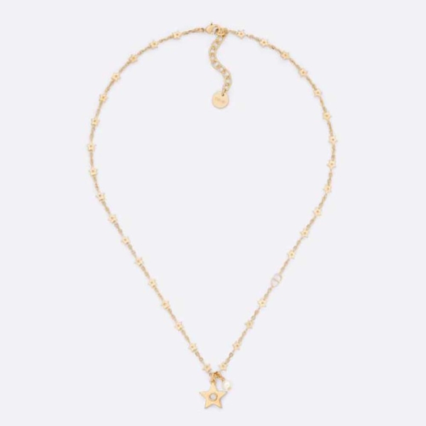 Dior Women Star Necklace Gold-Finish Metal with a White Resin Pearl and Mirror (1)