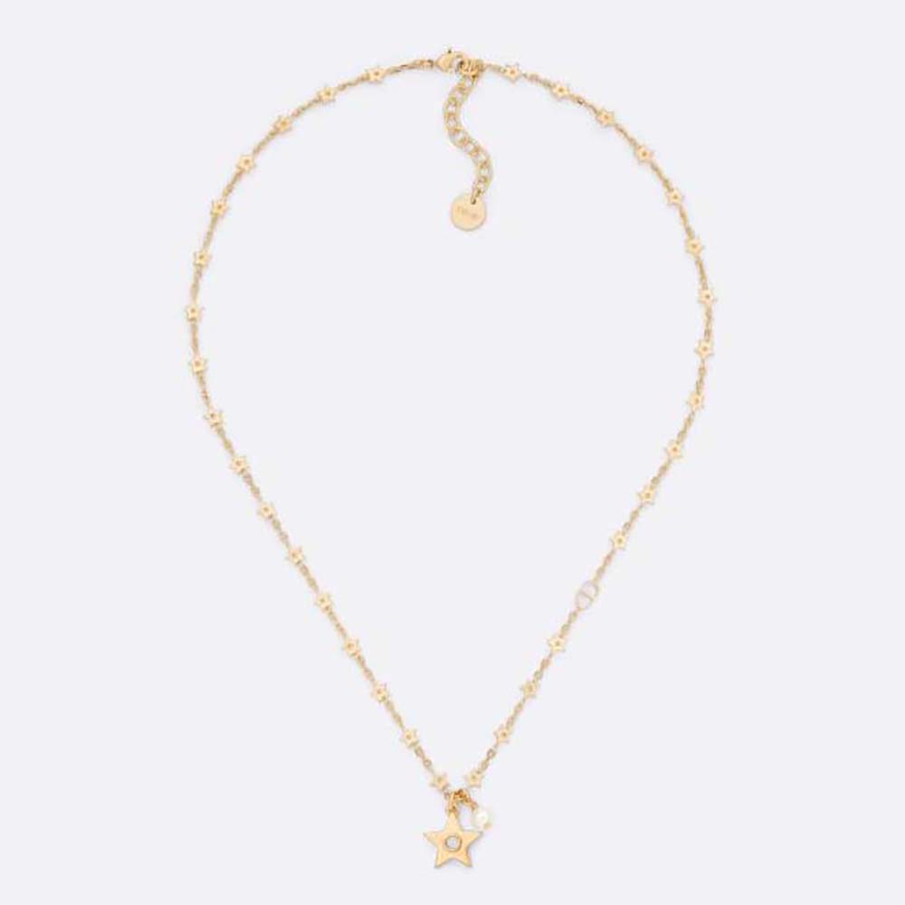 Dior Women Star Necklace Gold-Finish Metal with a White Resin Pearl and Mirror