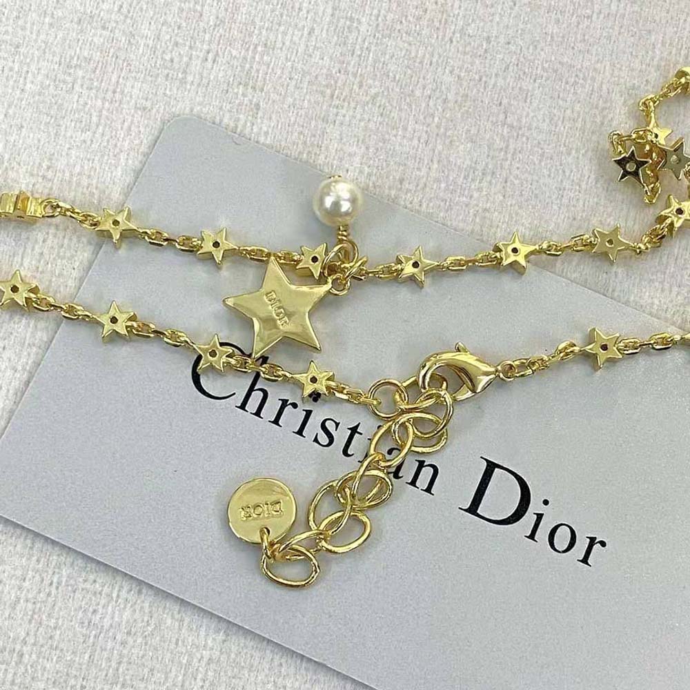 Dior Women Star Necklace Gold-Finish Metal with a White Resin Pearl and Mirror (5)
