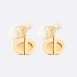 Dior Women Tribales Earrings Gold-Finish Metal and White Resin Pearls