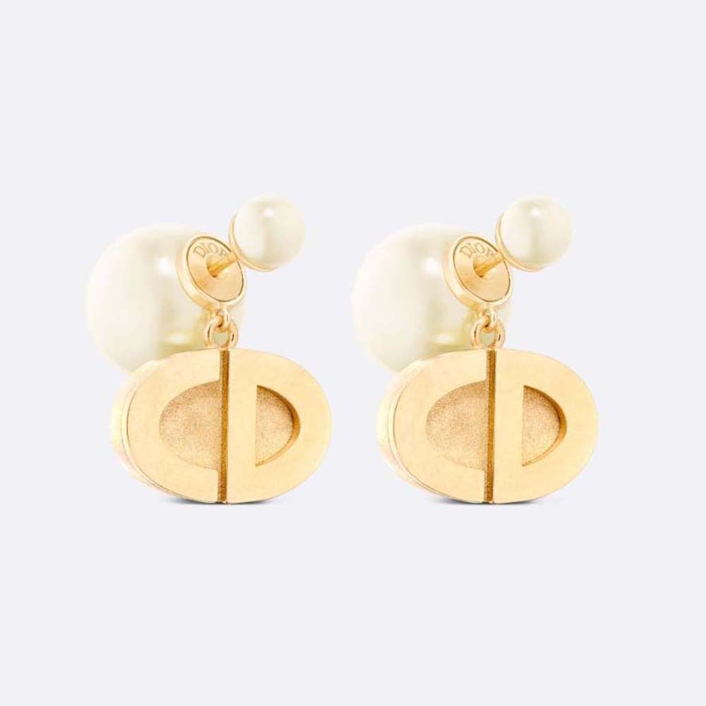 Dior Women Tribales Earrings Gold-Finish Metal and White Resin Pearls (1)