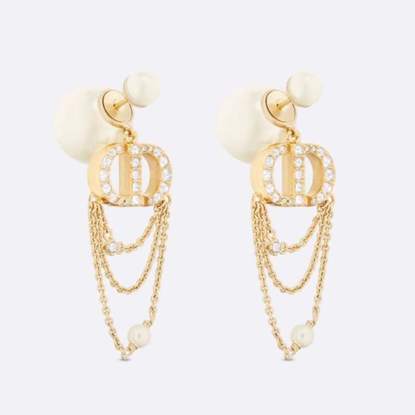 Dior Women Tribales Earrings Gold-Finish Metal with White Resin Pearls (1)