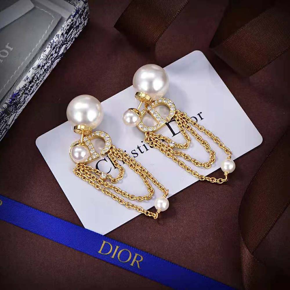 Dior Women Tribales Earrings Gold-Finish Metal with White Resin Pearls (2)