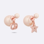 Dior Women Tribales Earrings Pink-Finish Metal with Pink Resin Pearls