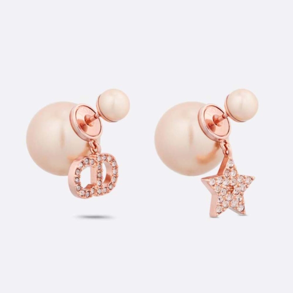 Dior Women Tribales Earrings Pink-Finish Metal with Pink Resin Pearls (1)