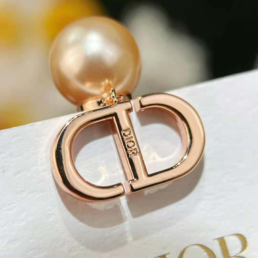 Dior Women Tribales Earrings Pink-Finish Metal with Pink Resin Pearls and Crystals (8)