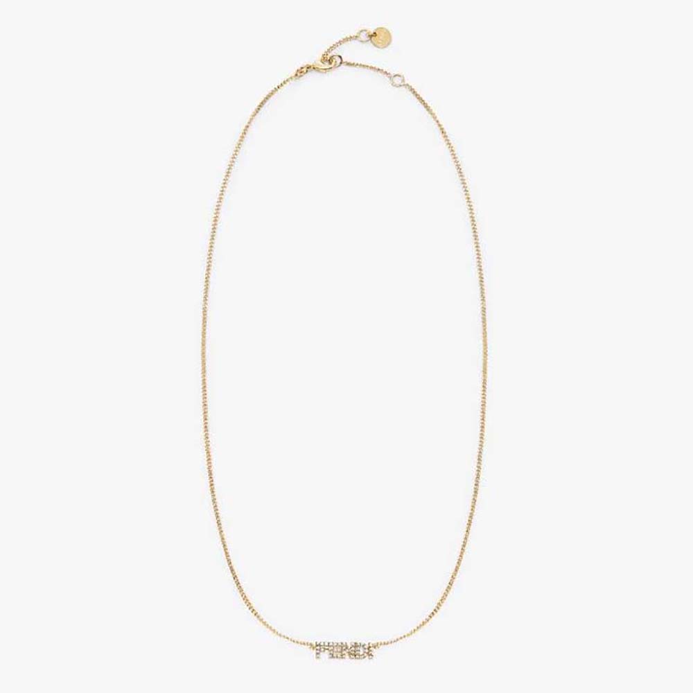 Fendi Women Signature Necklace Gold-colored