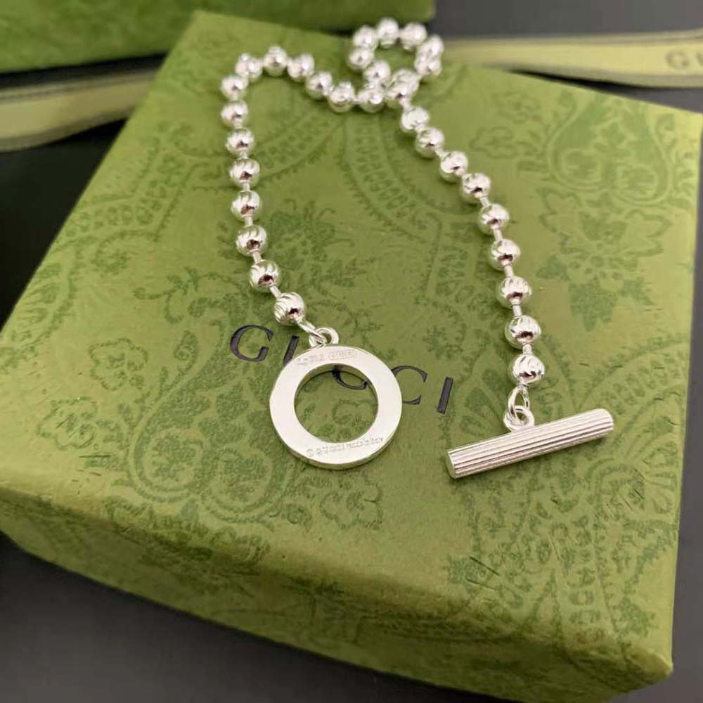 Gucci Unisex Silver Boule Chain Bracelet (10)