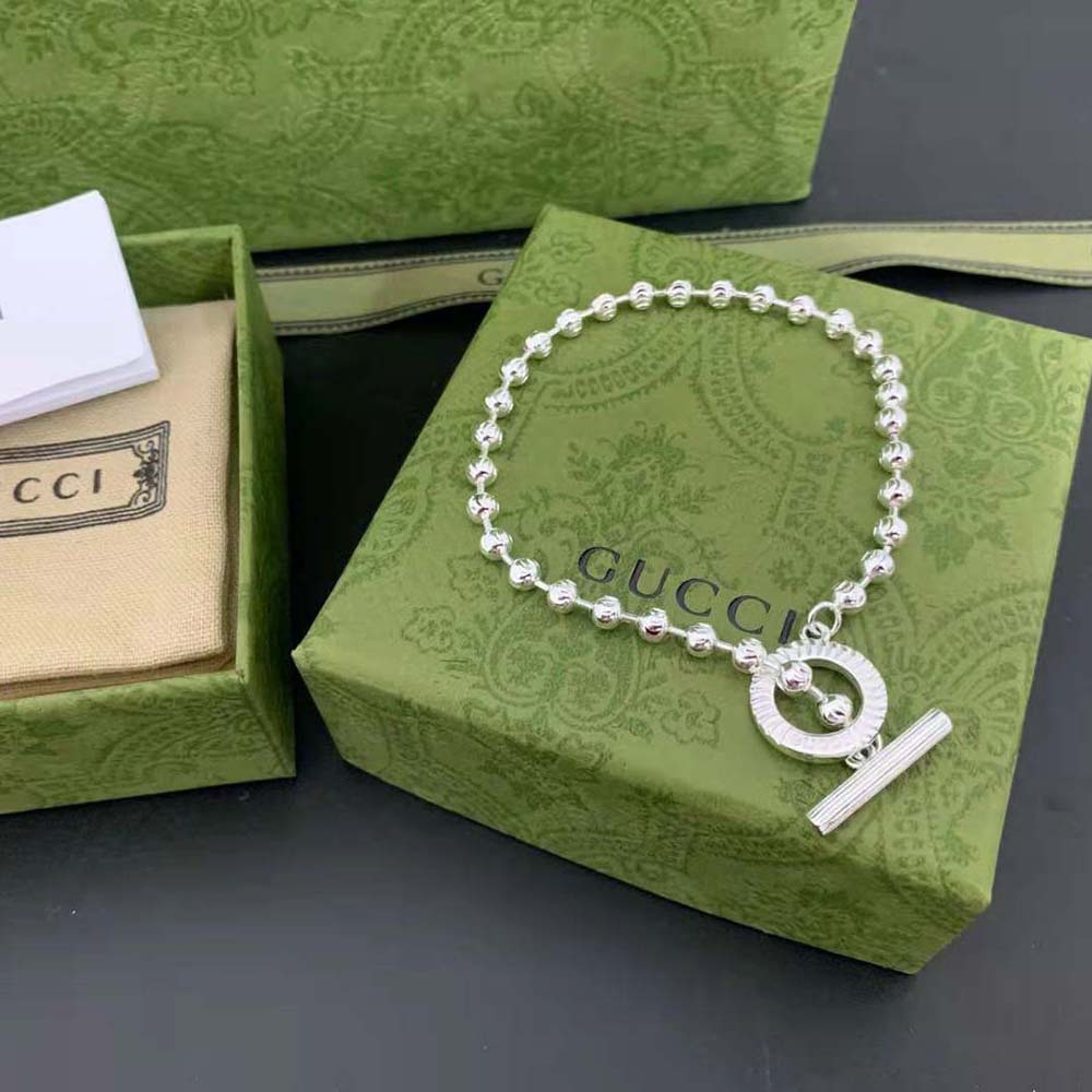 Gucci Unisex Silver Boule Chain Bracelet (2)