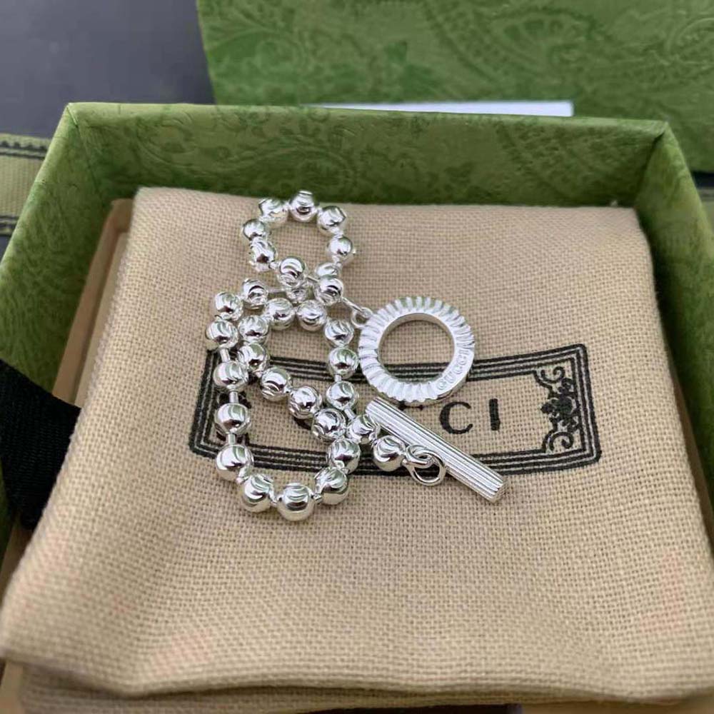 Gucci Unisex Silver Boule Chain Bracelet (3)
