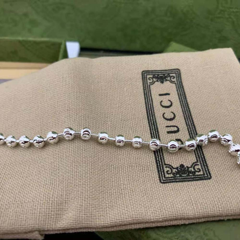 Gucci Unisex Silver Boule Chain Bracelet (5)