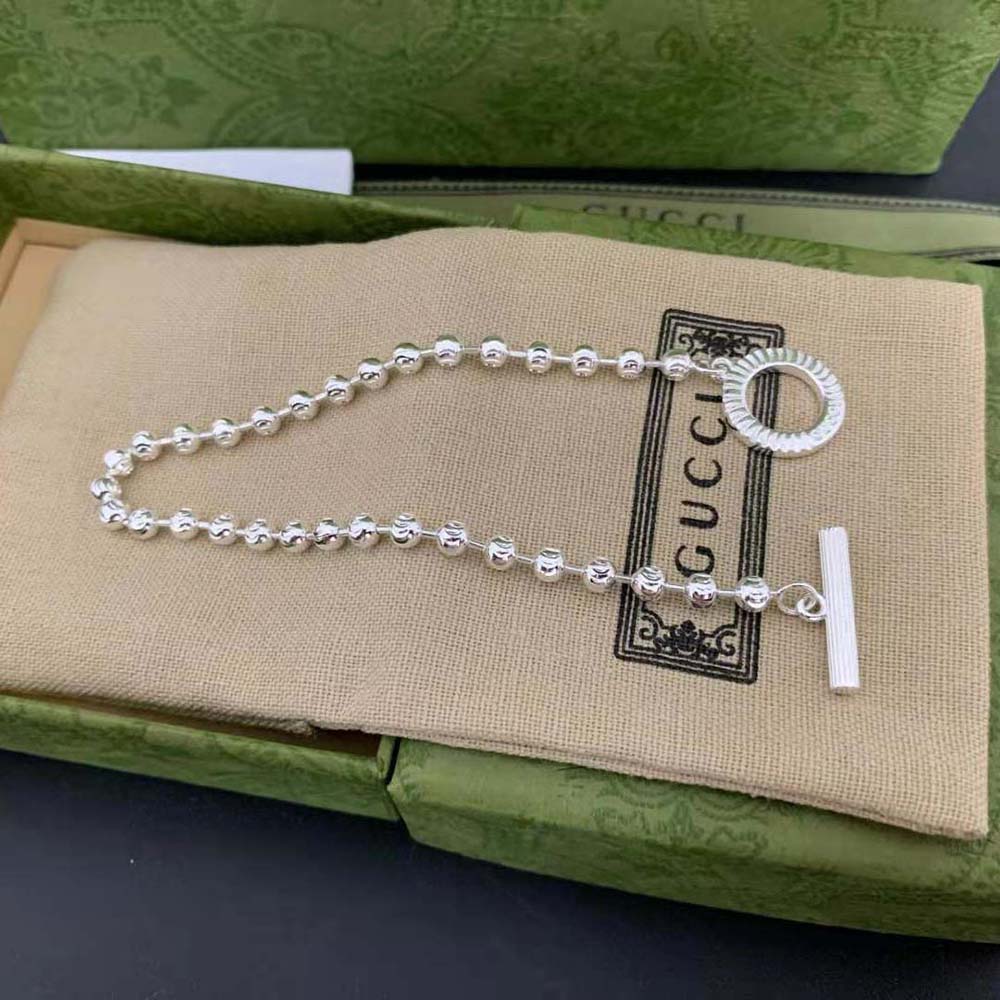 Gucci Unisex Silver Boule Chain Bracelet (6)