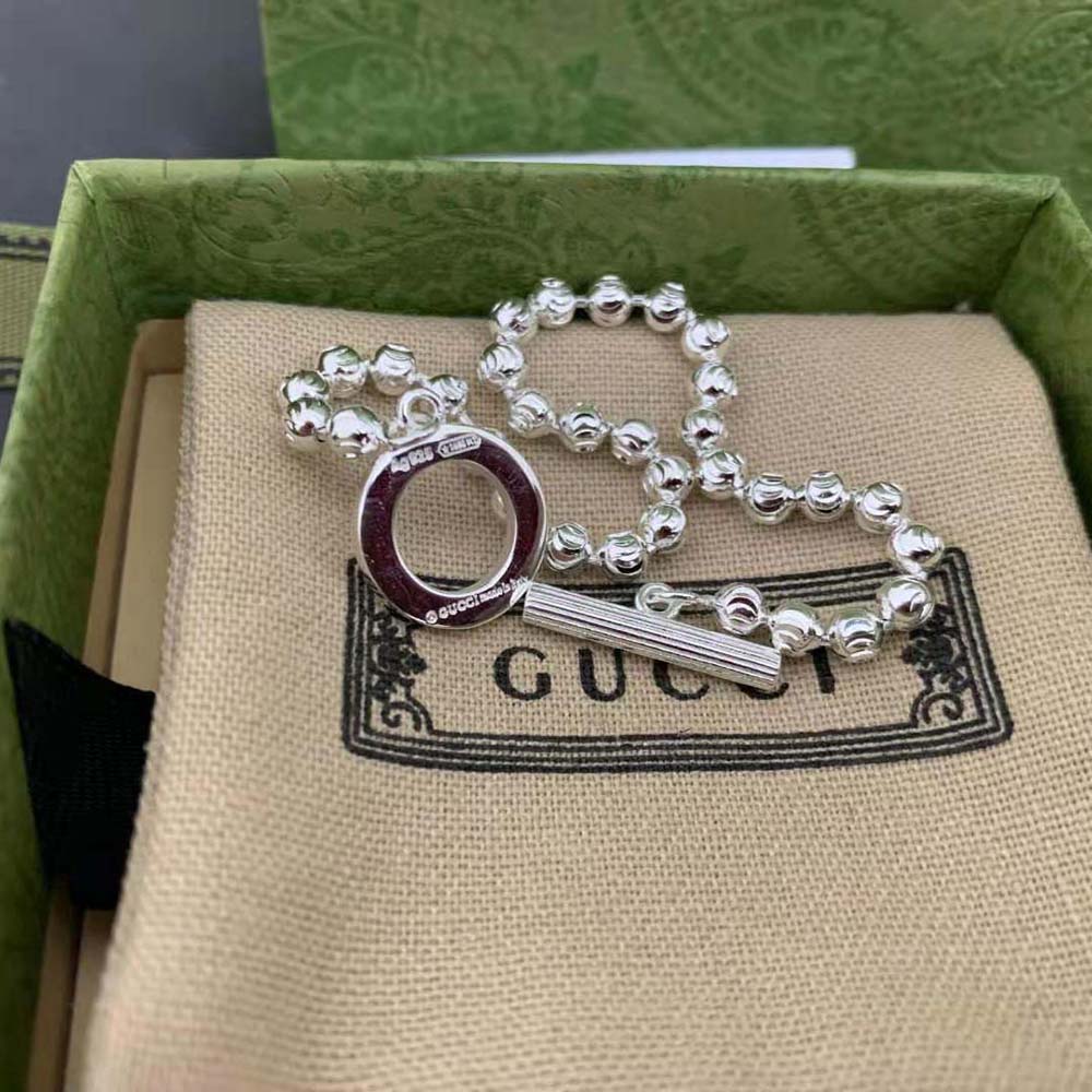 Gucci Unisex Silver Boule Chain Bracelet (7)