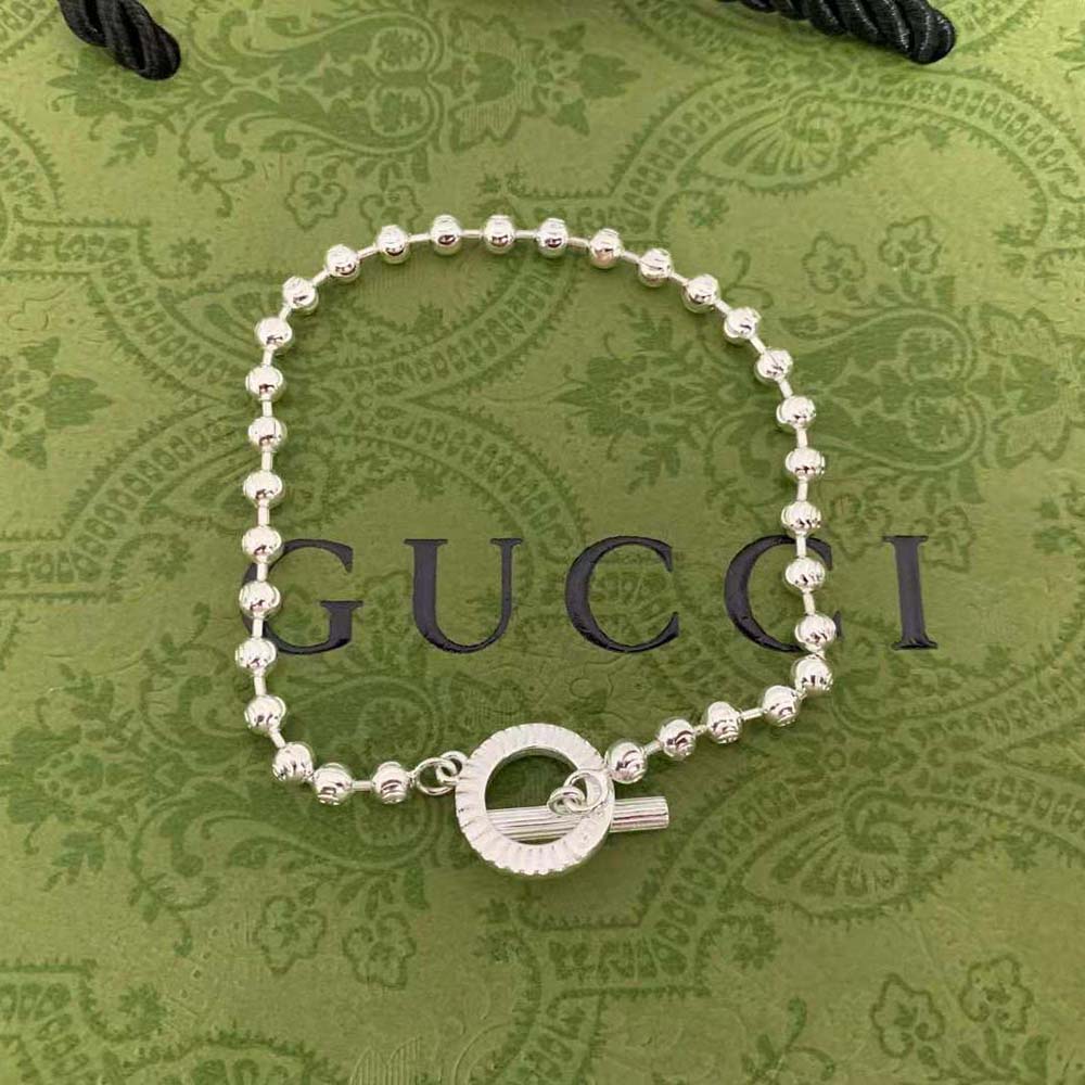 Gucci Unisex Silver Boule Chain Bracelet (8)