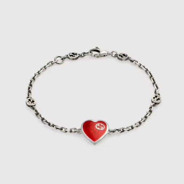 Gucci Women Heart Bracelet with Interlocking G-Red (1)