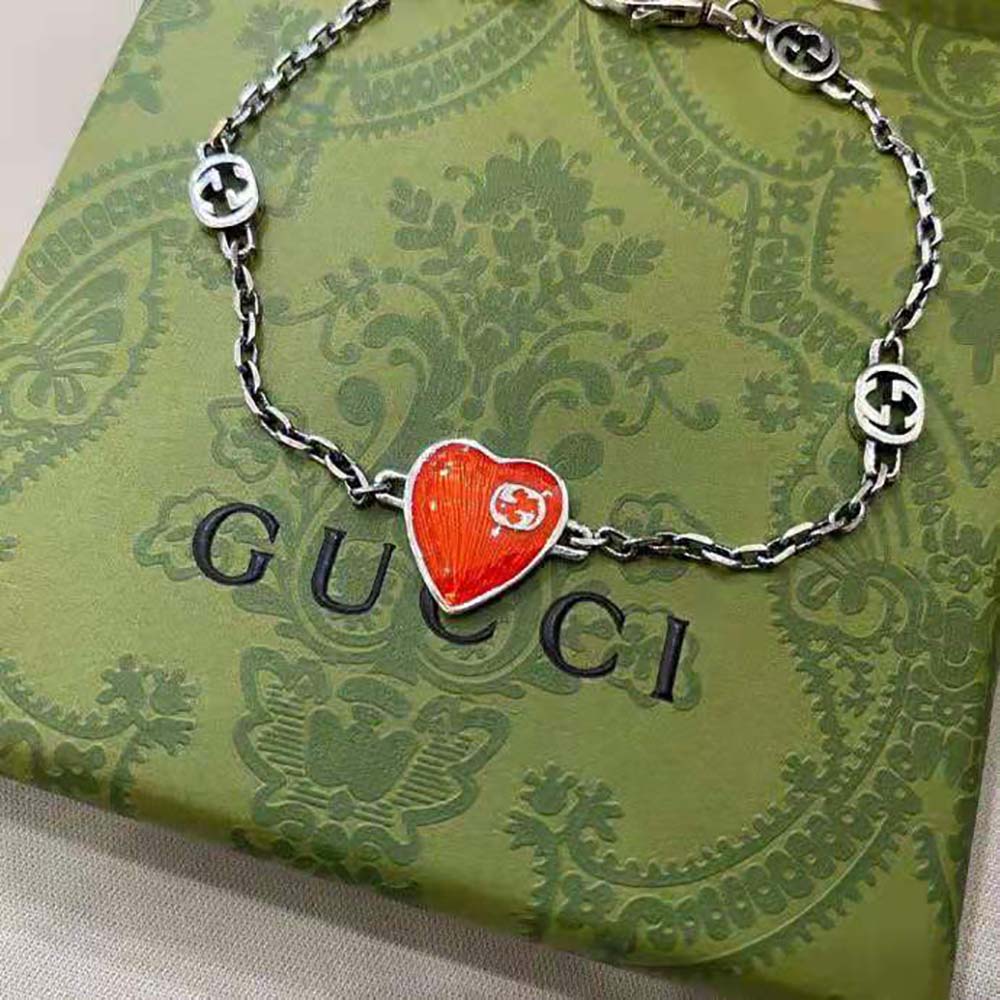 Gucci Women Heart Bracelet with Interlocking G-Red (3)