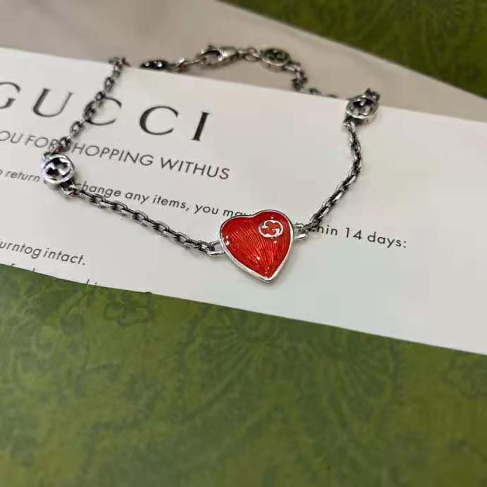 Gucci Women Heart Bracelet with Interlocking G-Red (4)