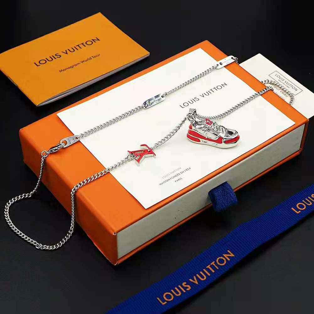 Louis Vuitton Men LV Trainer Necklace-Red (3)