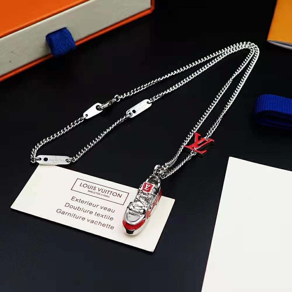 Louis Vuitton Men LV Trainer Necklace-Red (7)