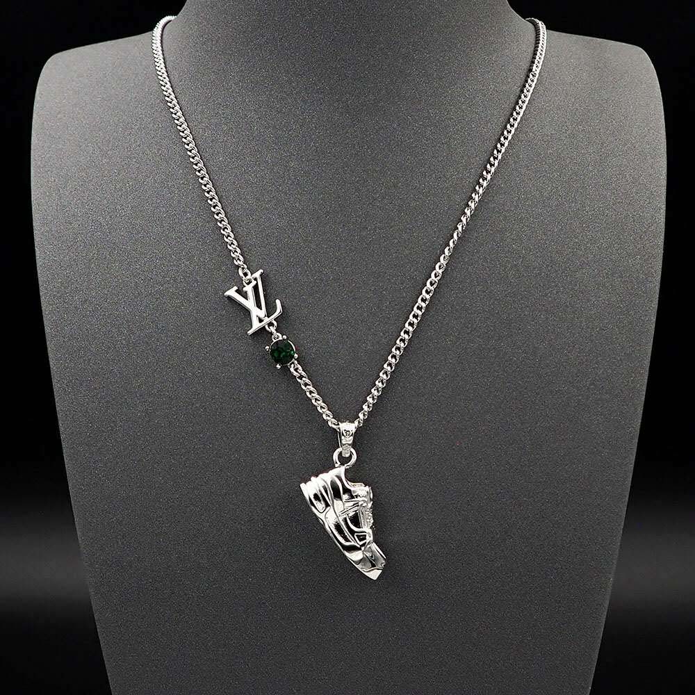 Louis Vuitton Men LV Trainer Strass Necklace-Green (6)