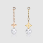 Louis Vuitton Women Blossom Long Earrings 3 Golds and Diamonds