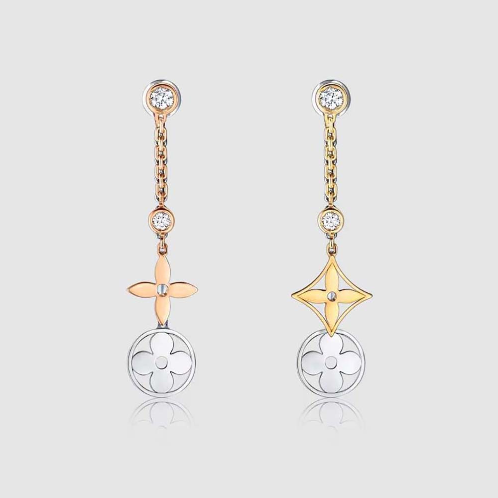 Louis Vuitton Women Blossom Long Earrings 3 Golds and Diamonds (1)