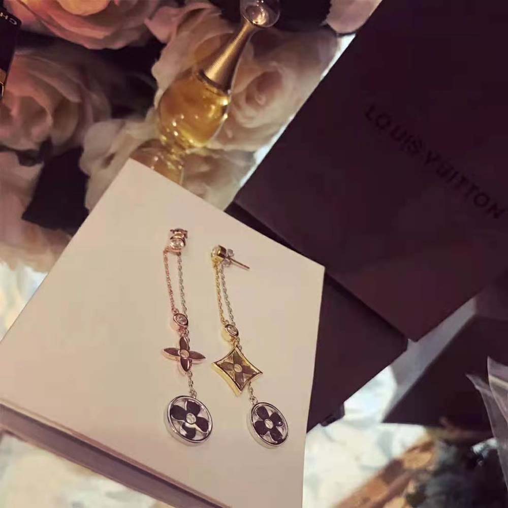 Louis Vuitton Women Blossom Long Earrings 3 Golds and Diamonds (2)