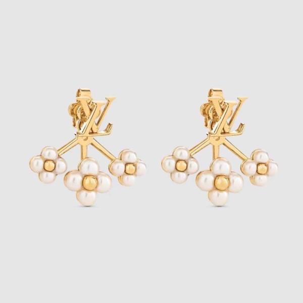 Louis Vuitton Women LV Floragram Earrings-White (1)