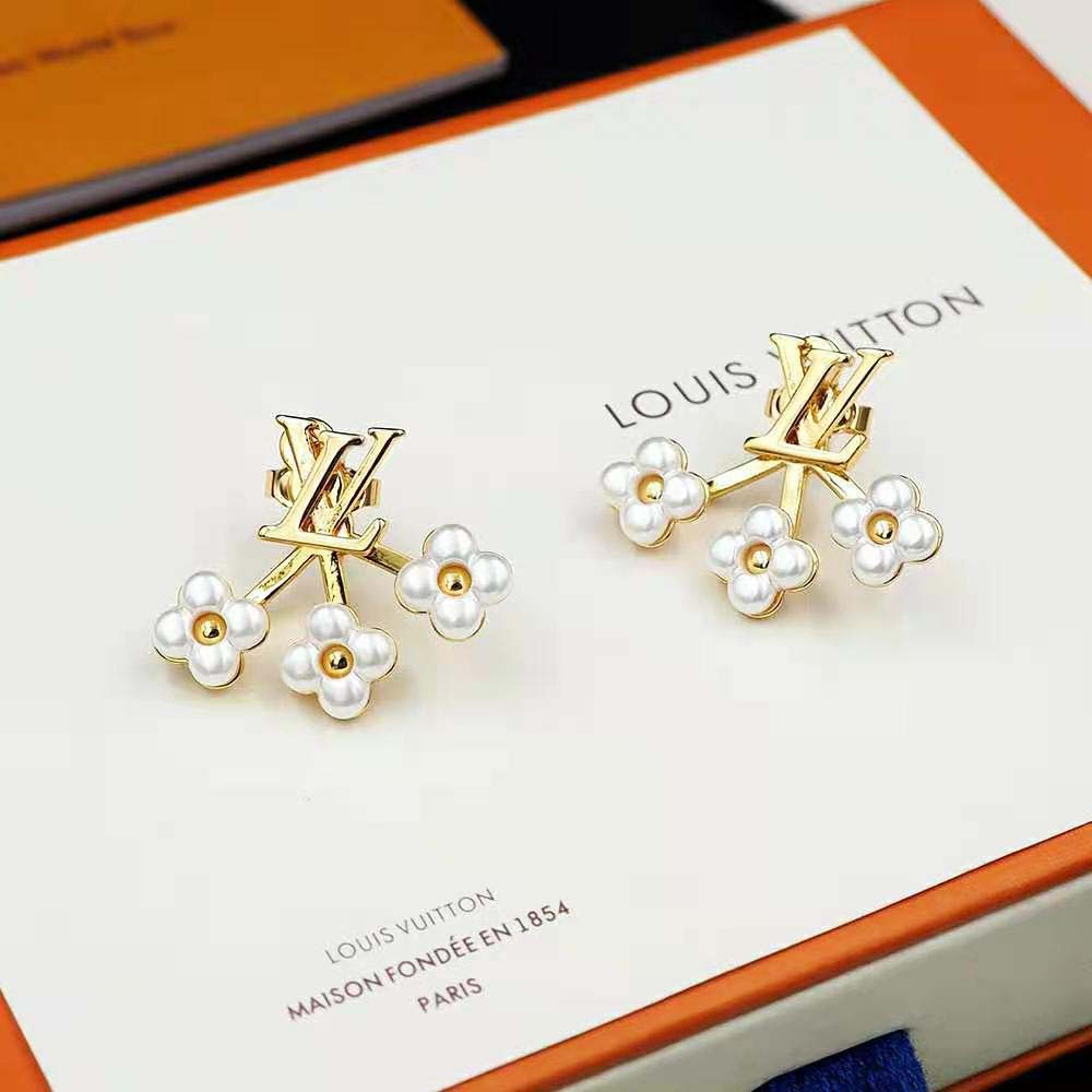 Louis Vuitton Women LV Floragram Earrings-White (5)