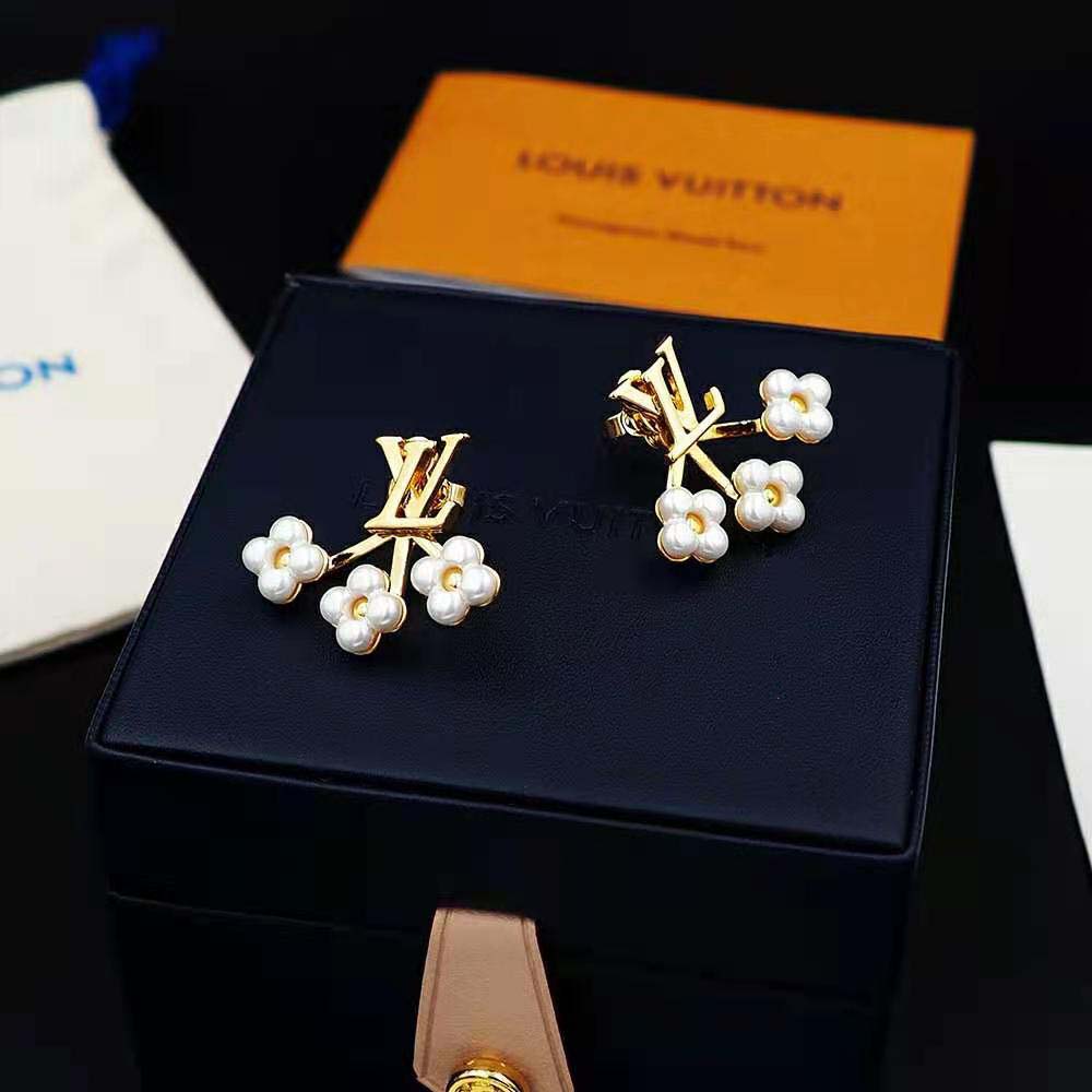 Louis Vuitton Women LV Floragram Earrings-White (7)