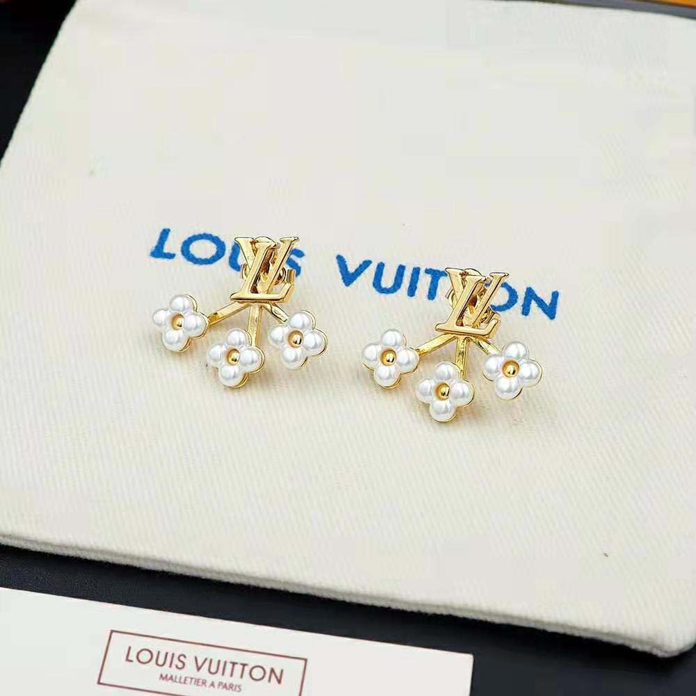Louis Vuitton Women LV Floragram Earrings-White (8)