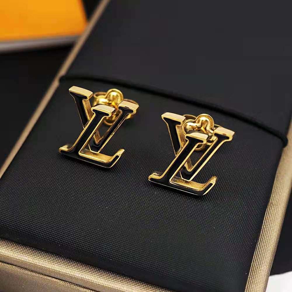 Louis Vuitton Women LV Iconic Enamel Earrings-Black (2)