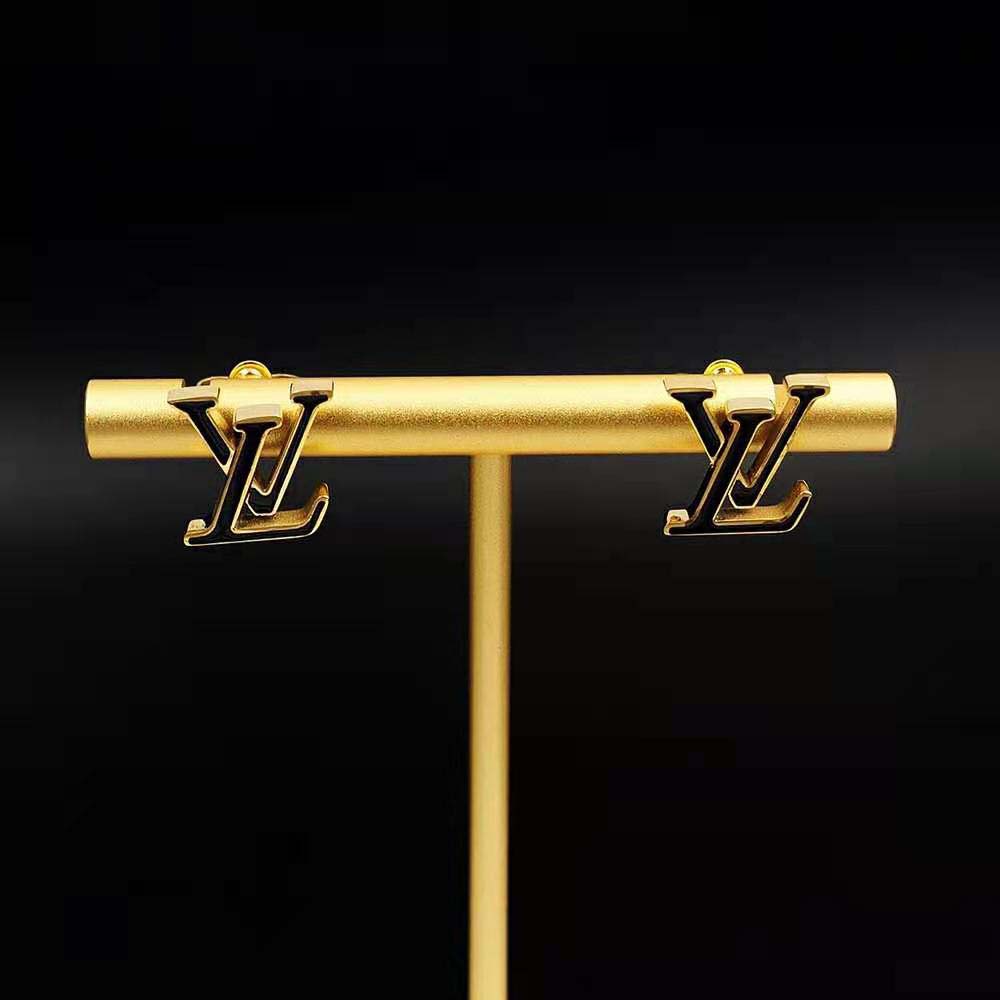 Louis Vuitton Women LV Iconic Enamel Earrings-Black (5)