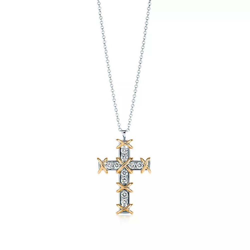 Tiffany Co Schlumberger Ten Stone Cross Pendant