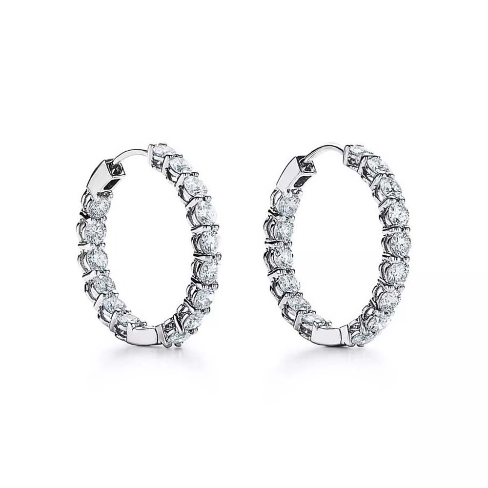 Tiffany Hoop Earrings in Platinum with Round Brilliant Diamonds (1)