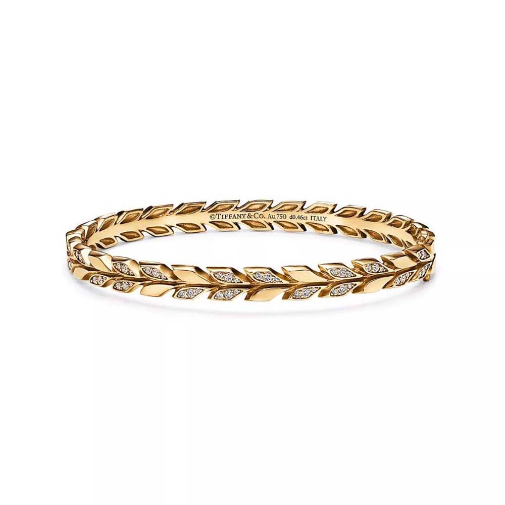 Tiffany Victoria Vine Hinged Bangle in Yellow Gold with Diamonds (1)