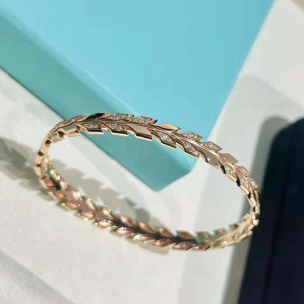 Tiffany Victoria Vine Hinged Bangle in Yellow Gold with Diamonds (8)