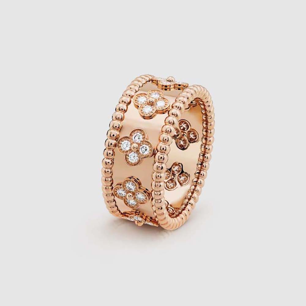Van Cleef & Arpels Lady Perlée Clovers Ring Medium Model in 18K Rose Gold (1)