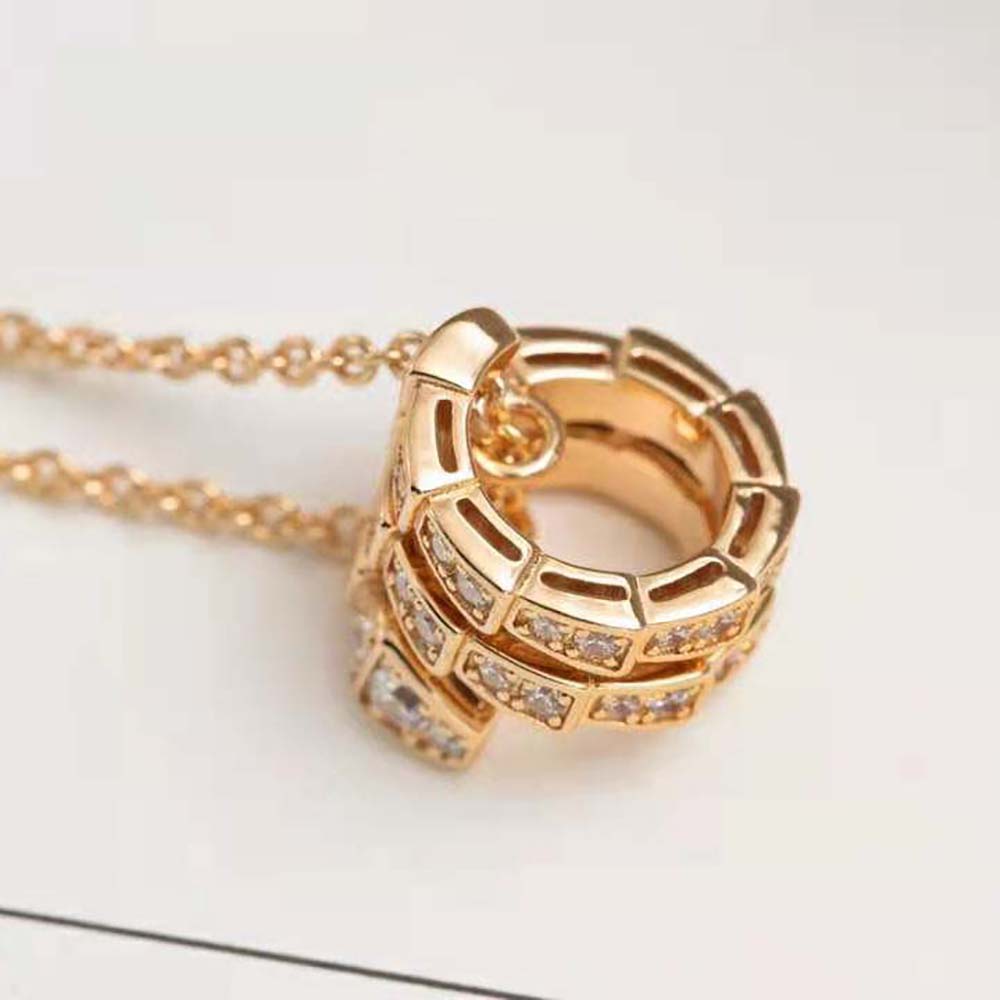 Bulgari Serpenti Viper Necklace in Rose Gold-357795 (3)