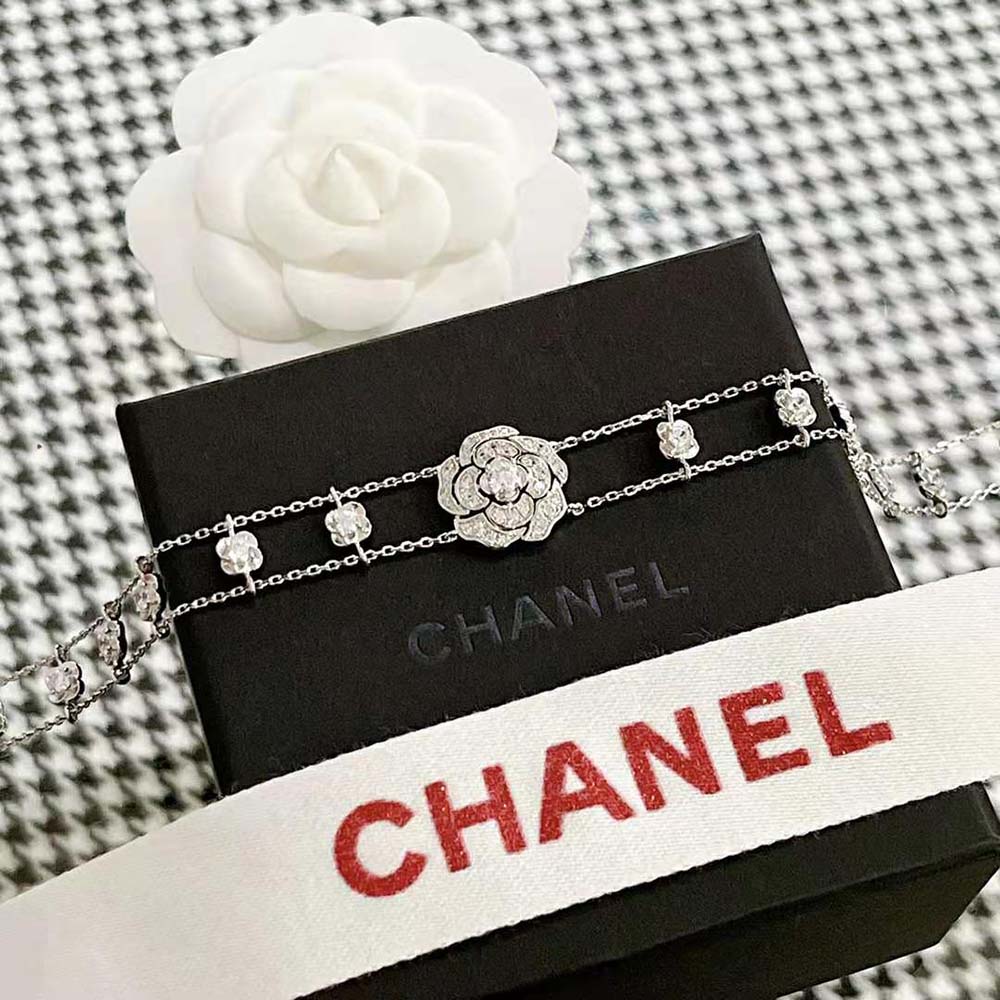 Chanel Women Bouton De Camélia Bracelet in White Gold-J12065 (2)