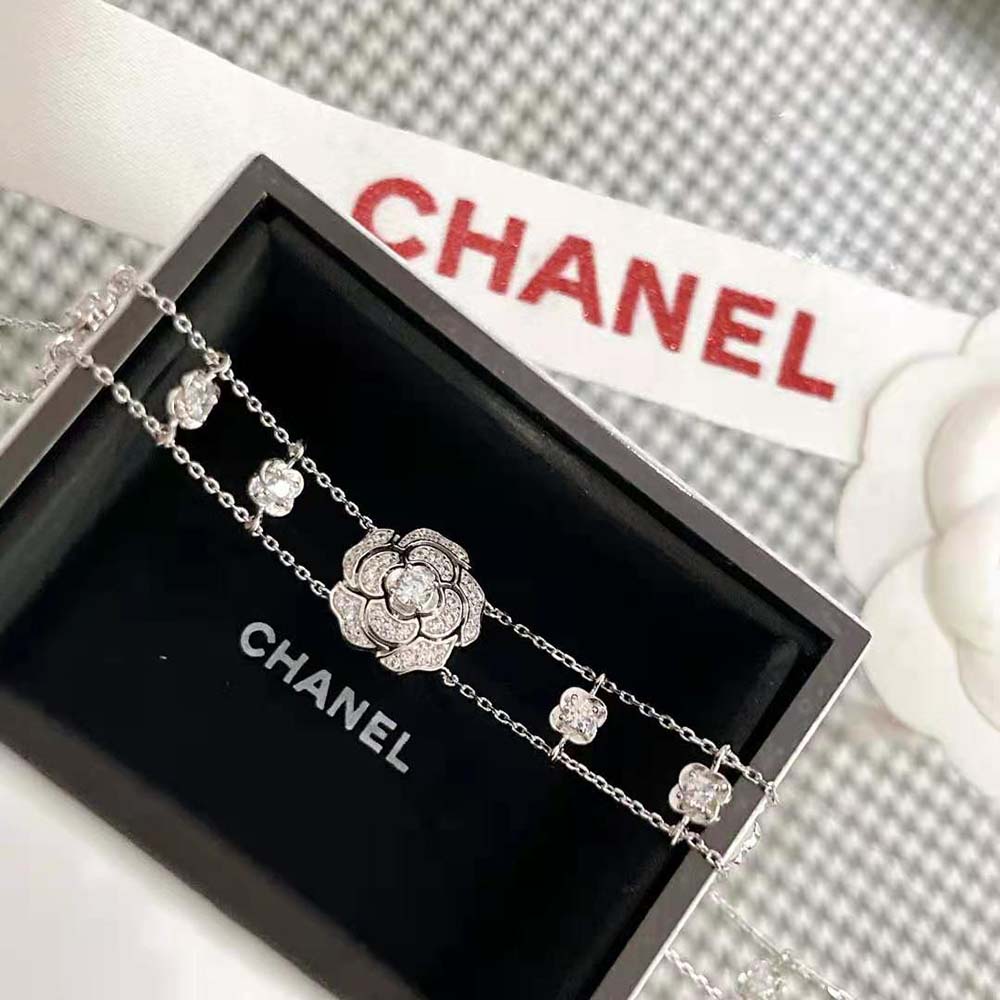 Chanel Women Bouton De Camélia Bracelet in White Gold-J12065 (3)