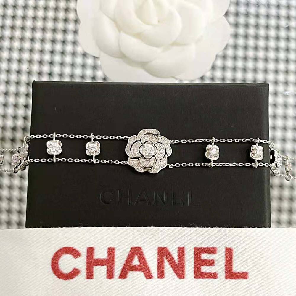 Chanel Women Bouton De Camélia Bracelet in White Gold-J12065 (4)