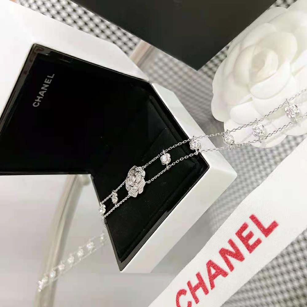 Chanel Women Bouton De Camélia Bracelet in White Gold-J12065 (5)
