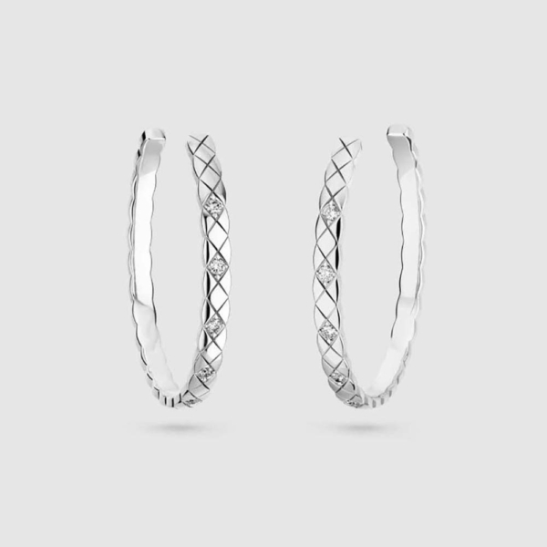 Chanel Women Coco Crush Hoop Earrings in 18K White Gold-J12094 (1)
