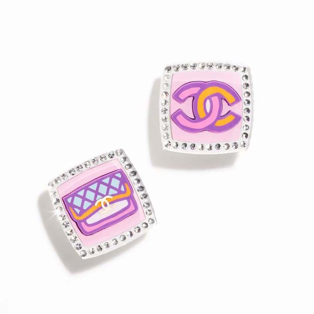 Chanel Women Stud Earrings in Resin Metal & Strass-NU588 (1)