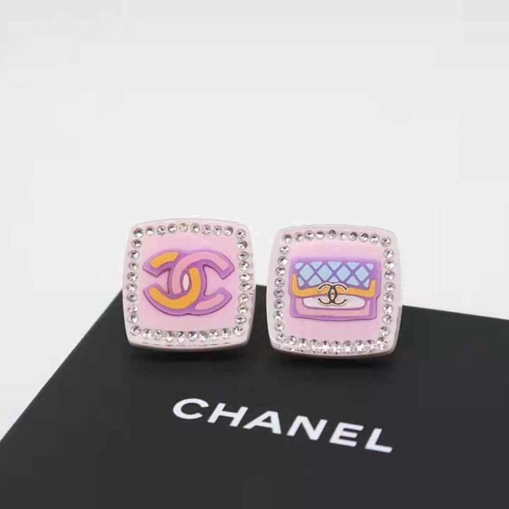 Chanel Women Stud Earrings in Resin Metal & Strass-NU588 (2)