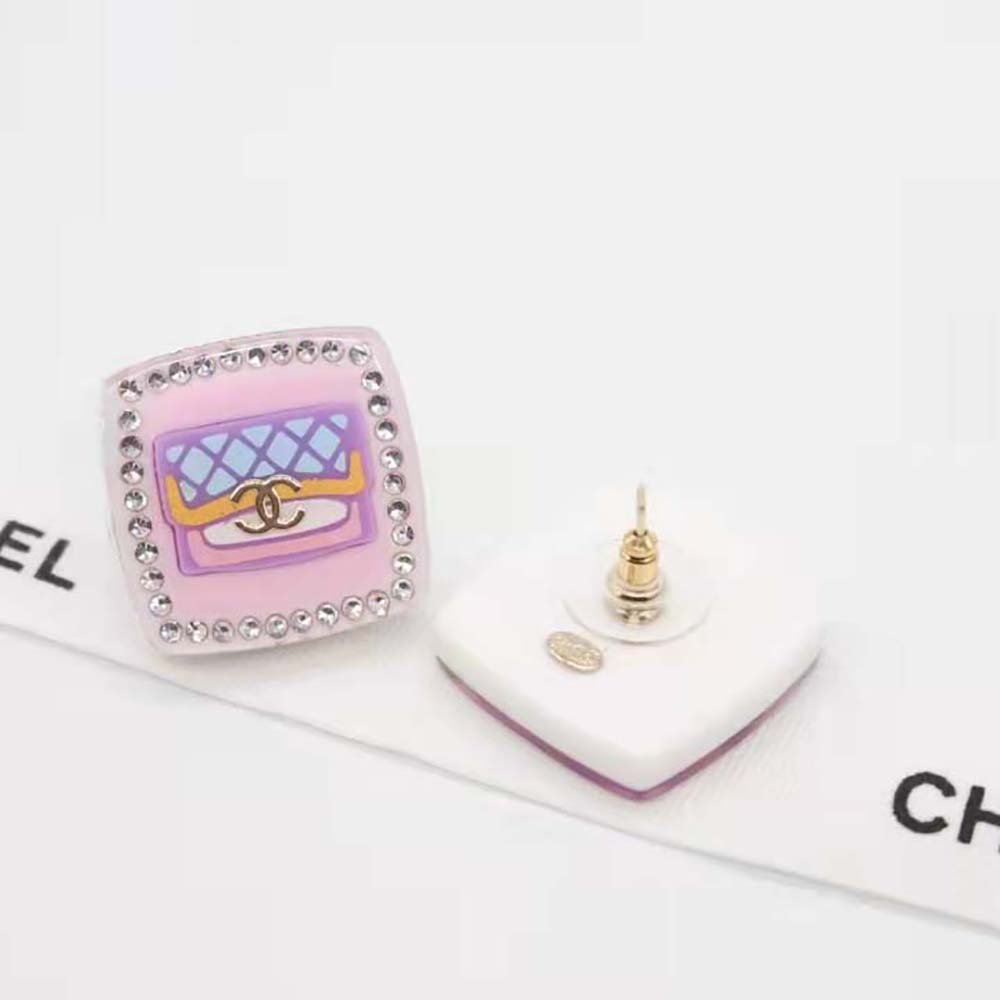 Chanel Women Stud Earrings in Resin Metal & Strass-NU588 (4)