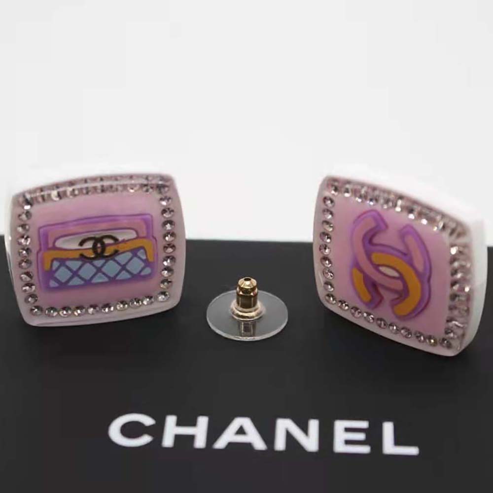 Chanel Women Stud Earrings in Resin Metal & Strass-NU588 (5)