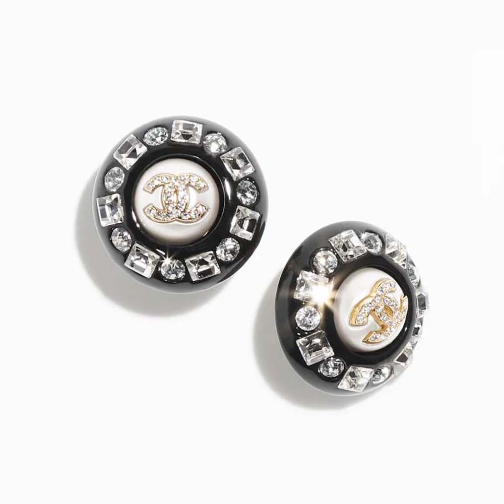Chanel Women Stud Earrings in Resin Metal & Strass-NU642